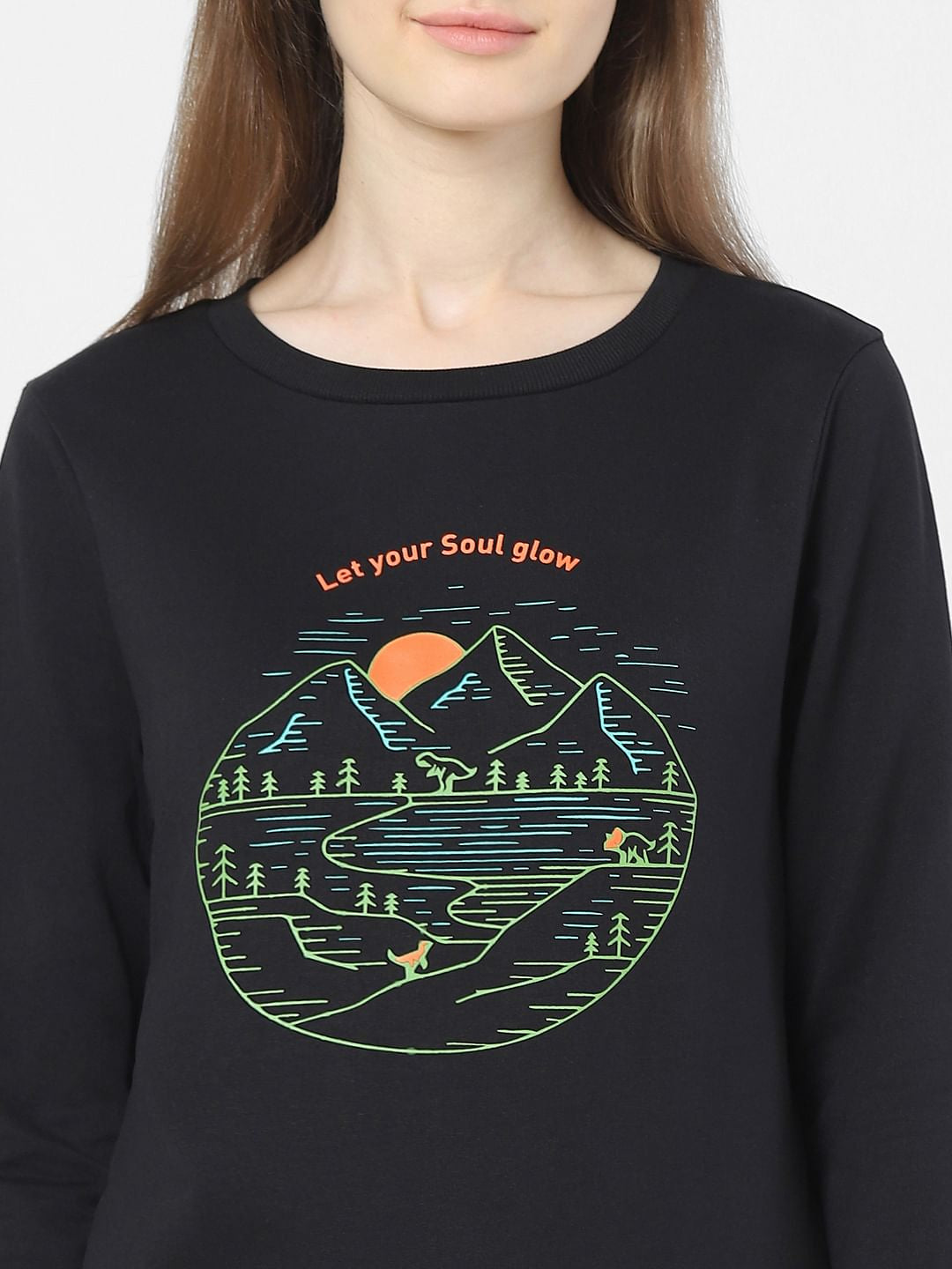Black Landscape Print Sweatshirt