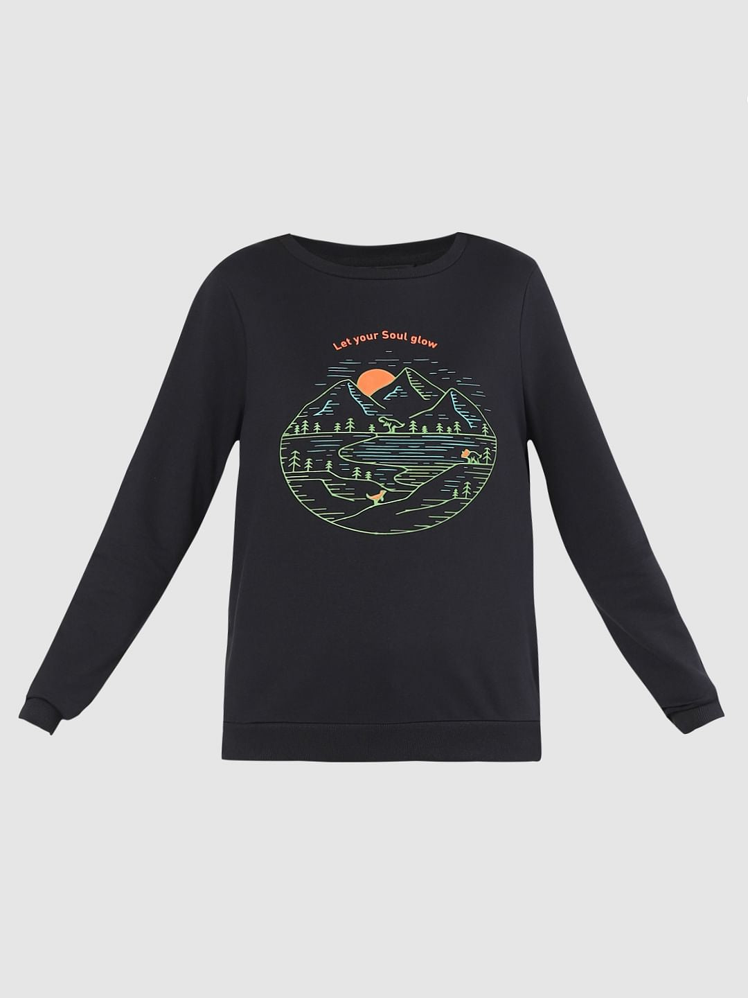 Black Landscape Print Sweatshirt