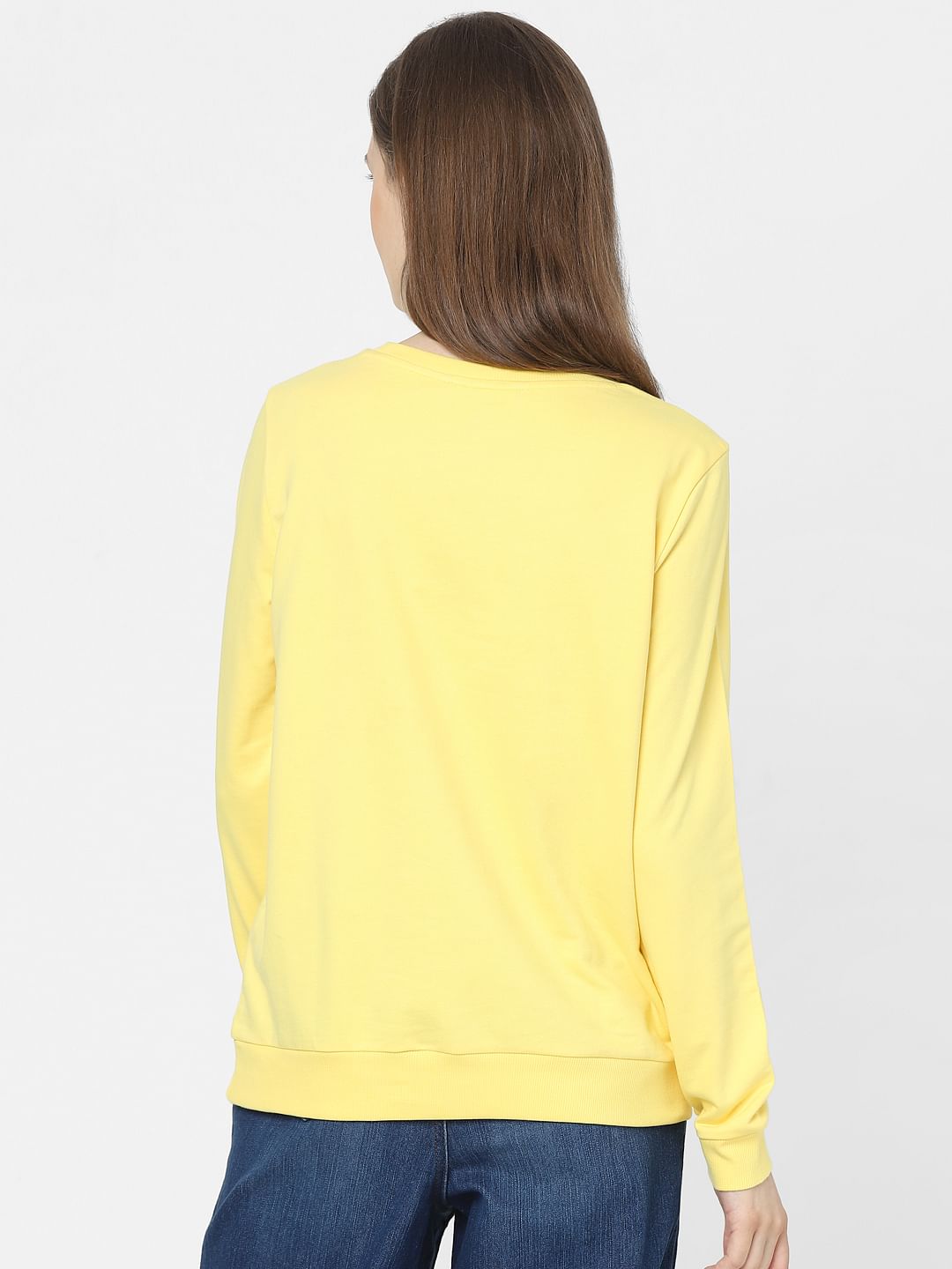 Yellow Slogan Print Sweatshirt