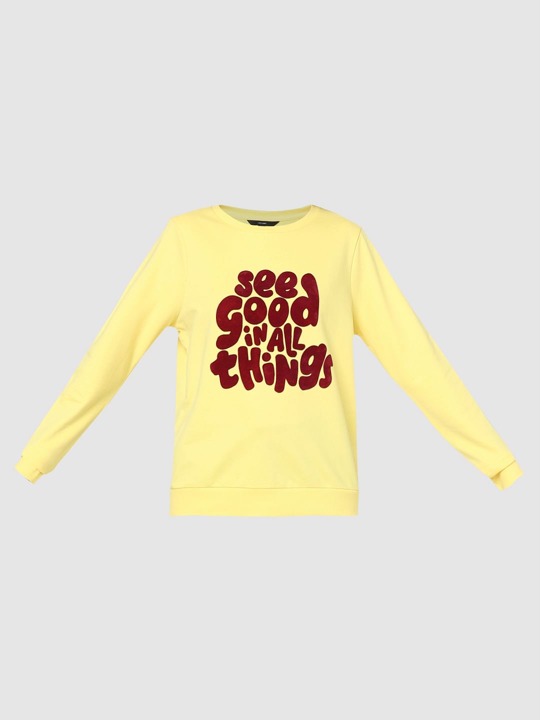 Yellow Slogan Print Sweatshirt