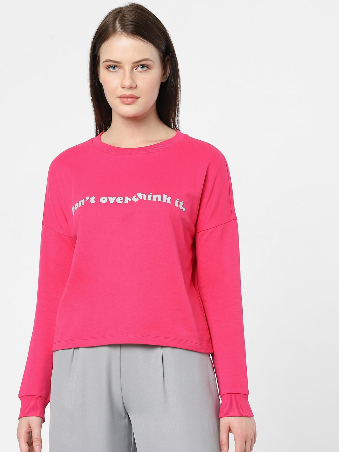 Pink Text Print Sweatshirt