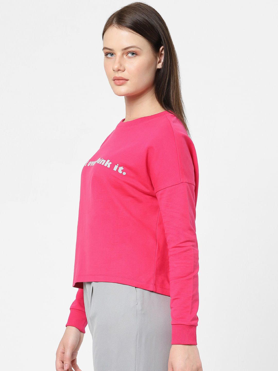 Pink Text Print Sweatshirt