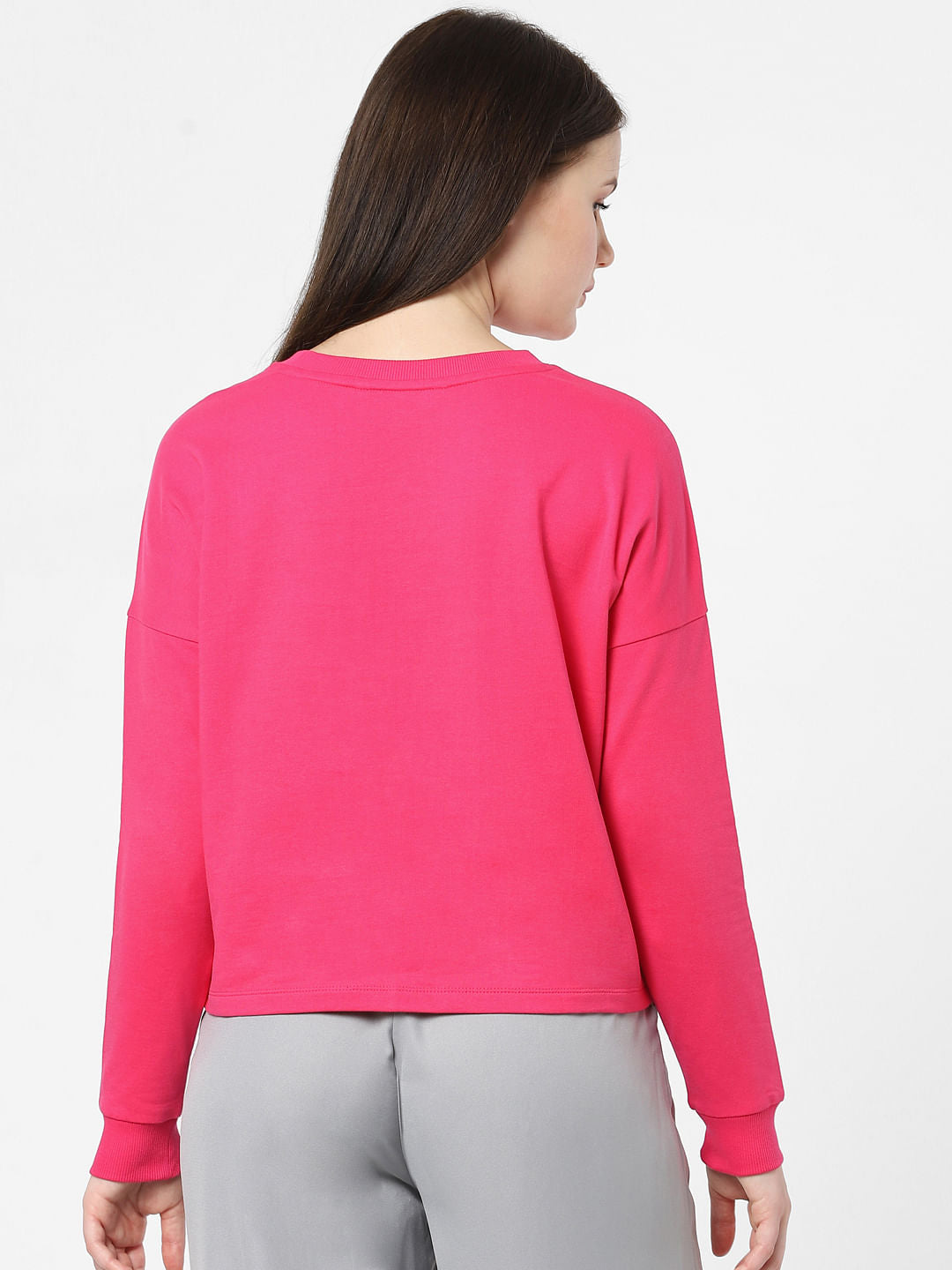 Pink Text Print Sweatshirt