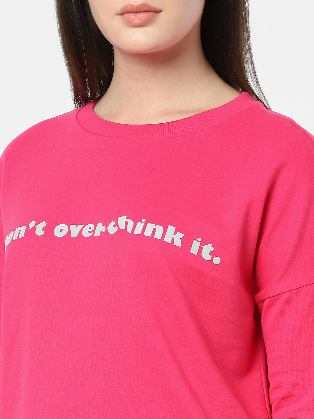Pink Text Print Sweatshirt