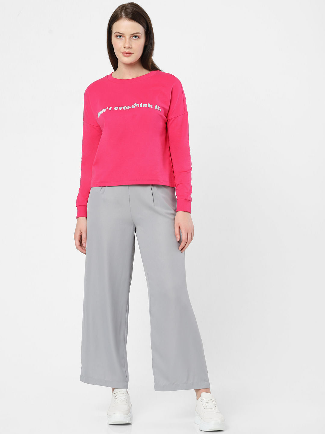 Pink Text Print Sweatshirt