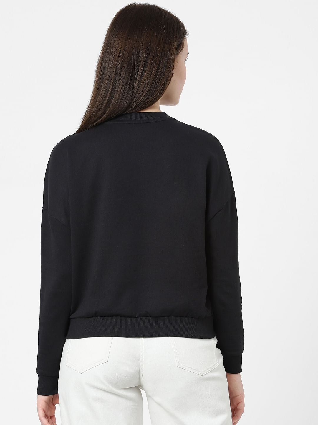 Black Slogan Print Sweatshirt