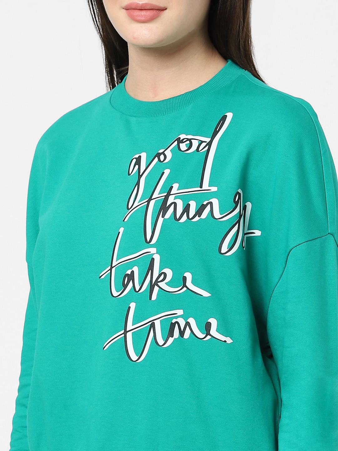 Green Typographic Print Sweatshirt