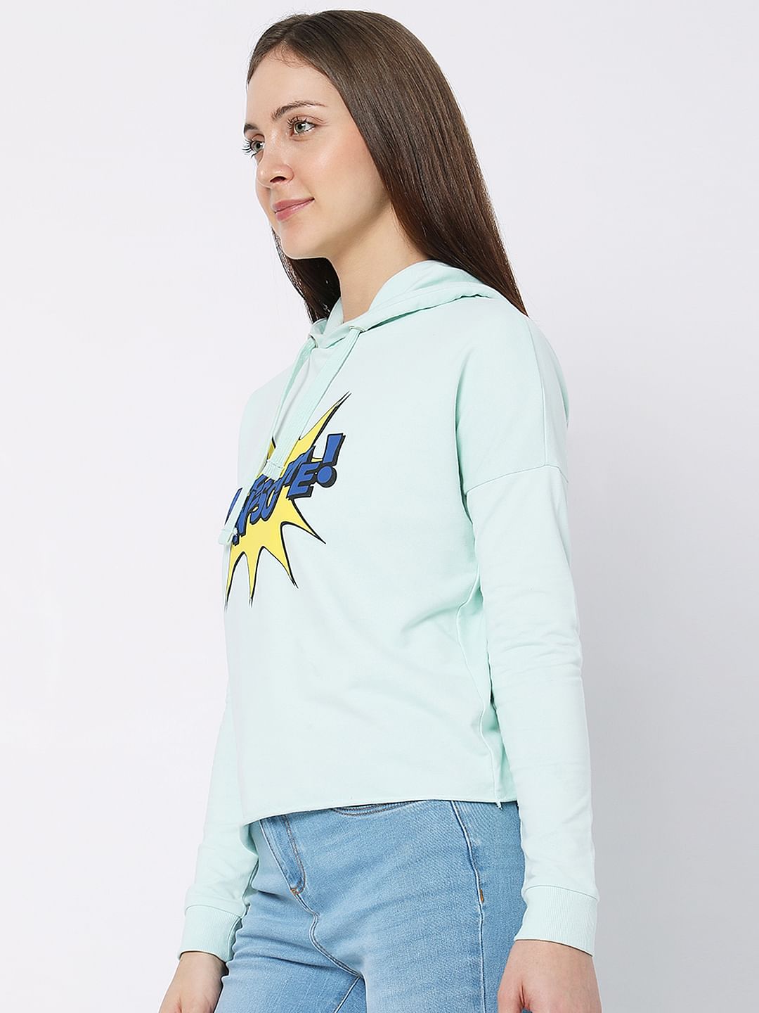 Blue Typographic Print Sweatshirt