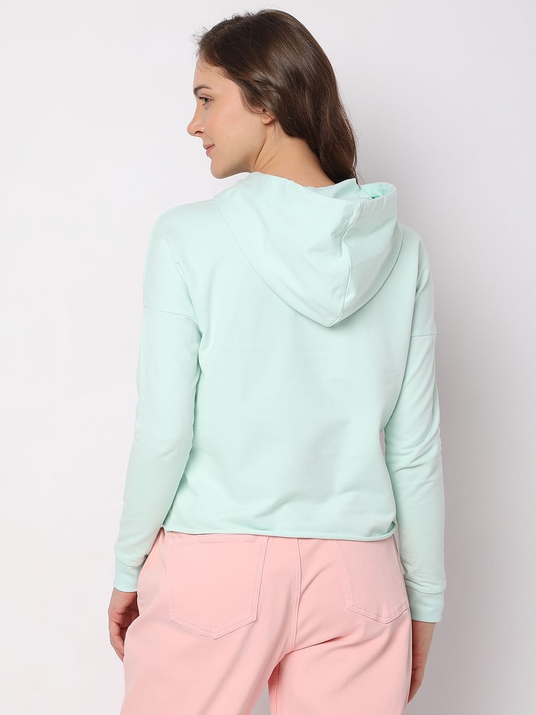 Mint Green Text Embossed Sweatshirt