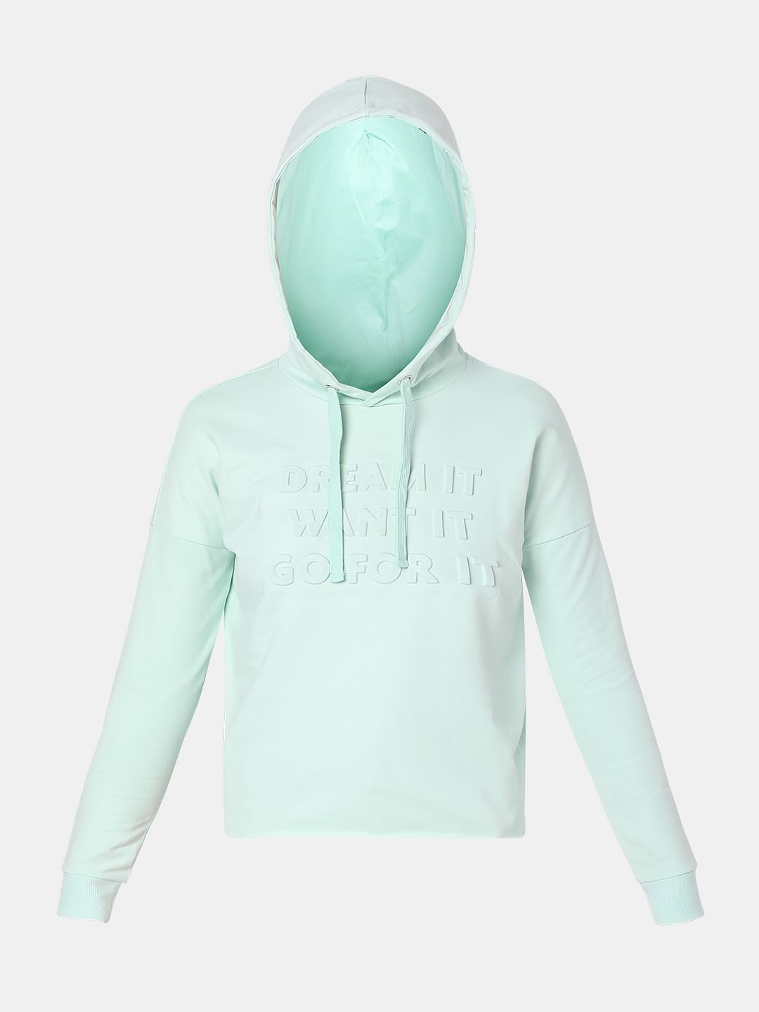 Mint Green Text Embossed Sweatshirt