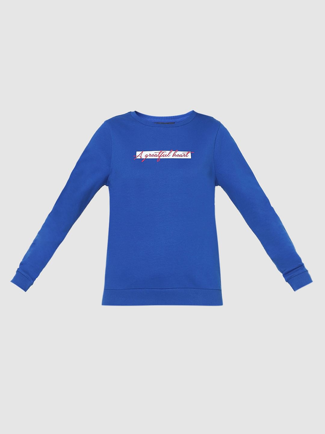 Blue Typographic Print Sweatshirt