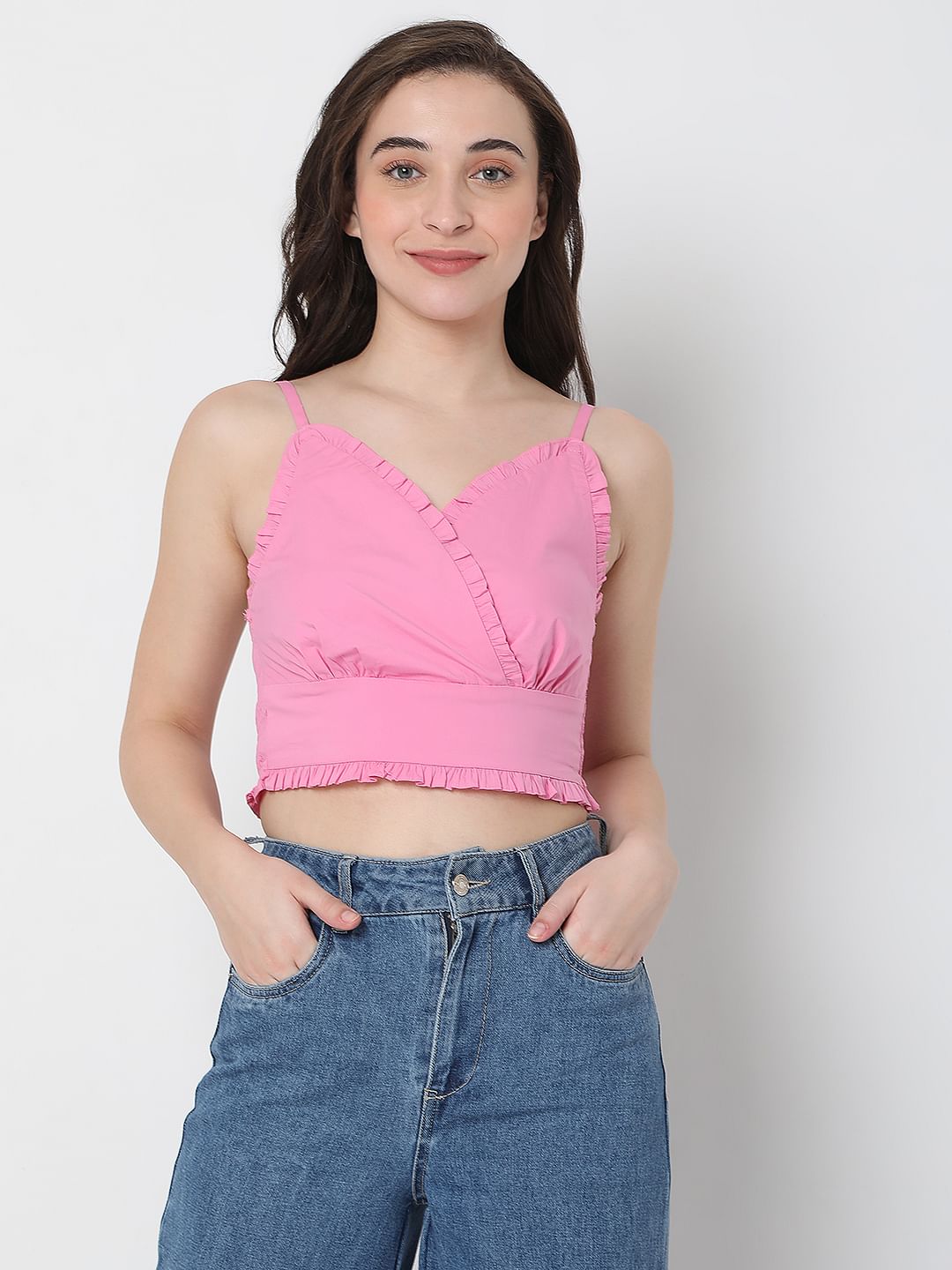 Pink Strappy Crop Top