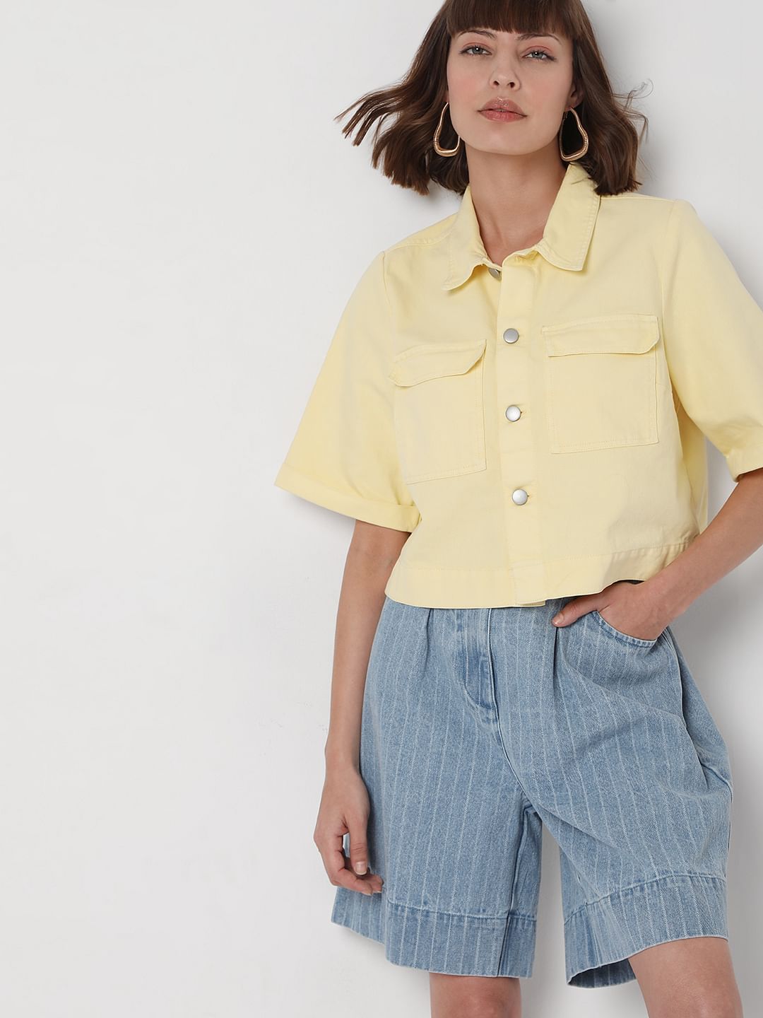 Yellow Cropped Shirt