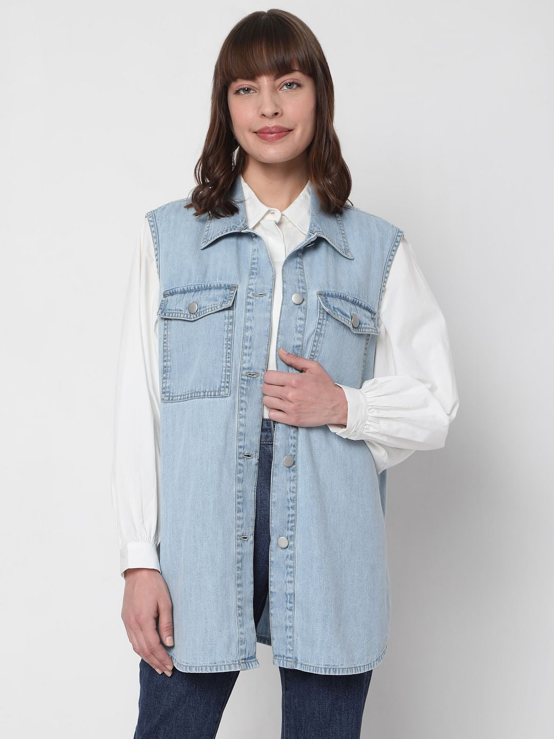 Blue Oversized Denim Vest