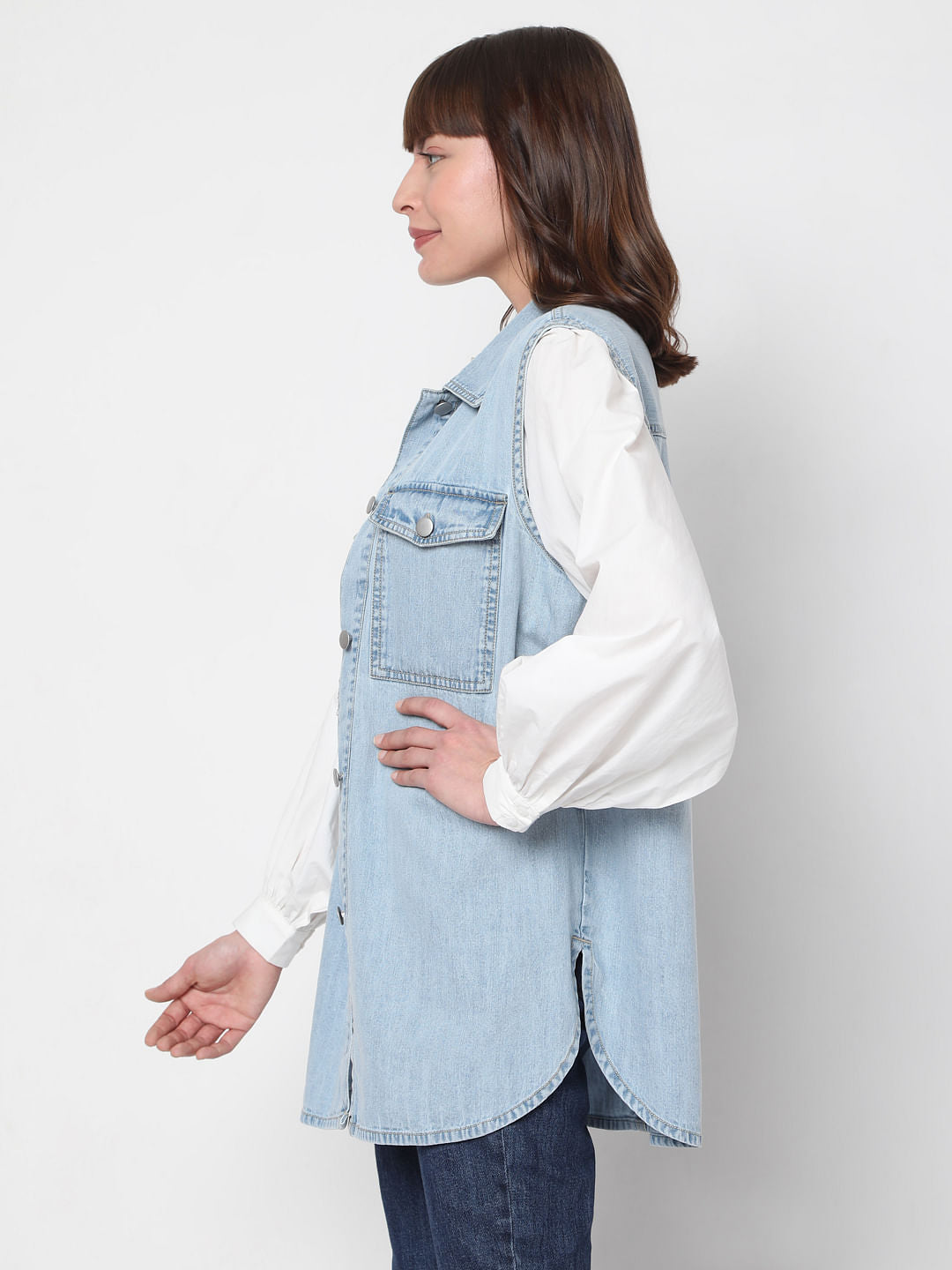 Blue Oversized Denim Vest