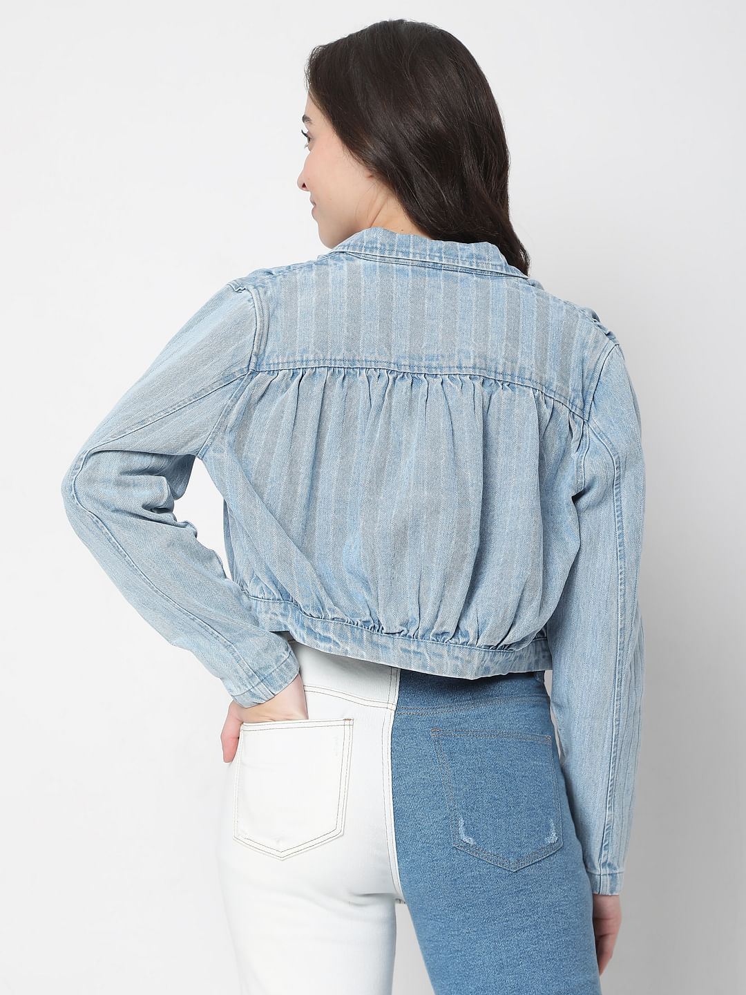 Blue Denim Cropped Jacket