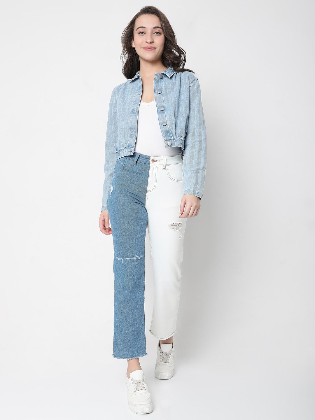 Blue Denim Cropped Jacket