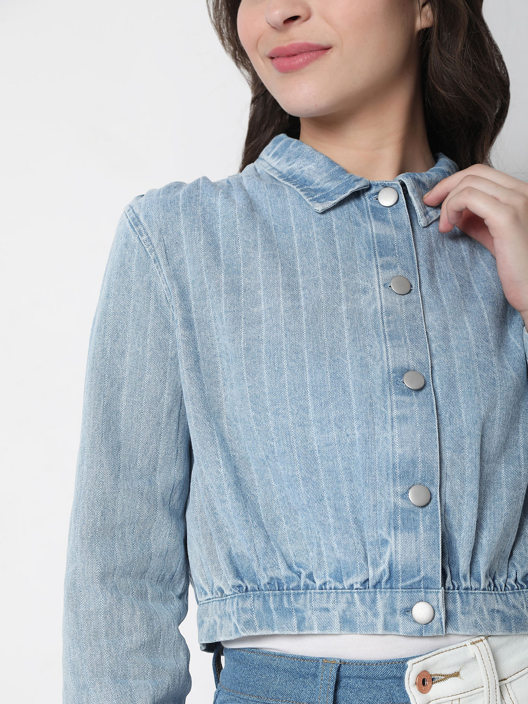 Blue Denim Cropped Jacket