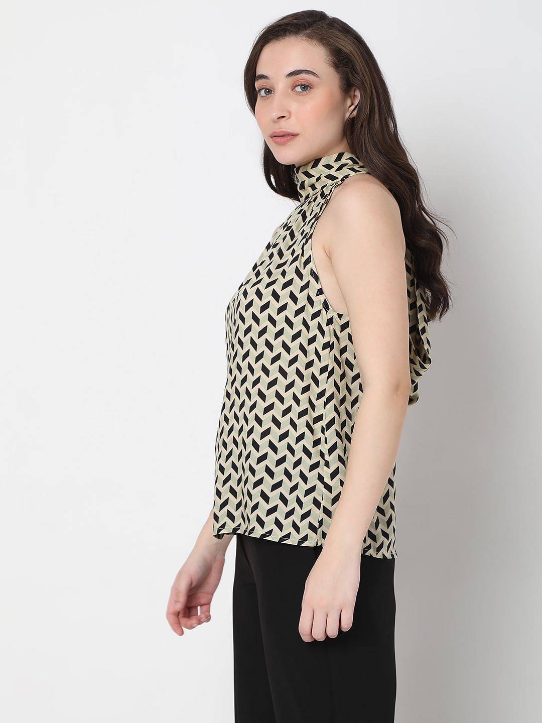 Beige Halter Neck Top