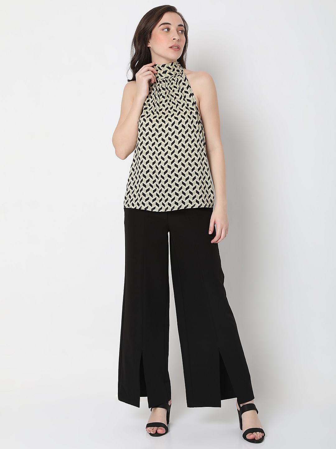 Beige Halter Neck Top