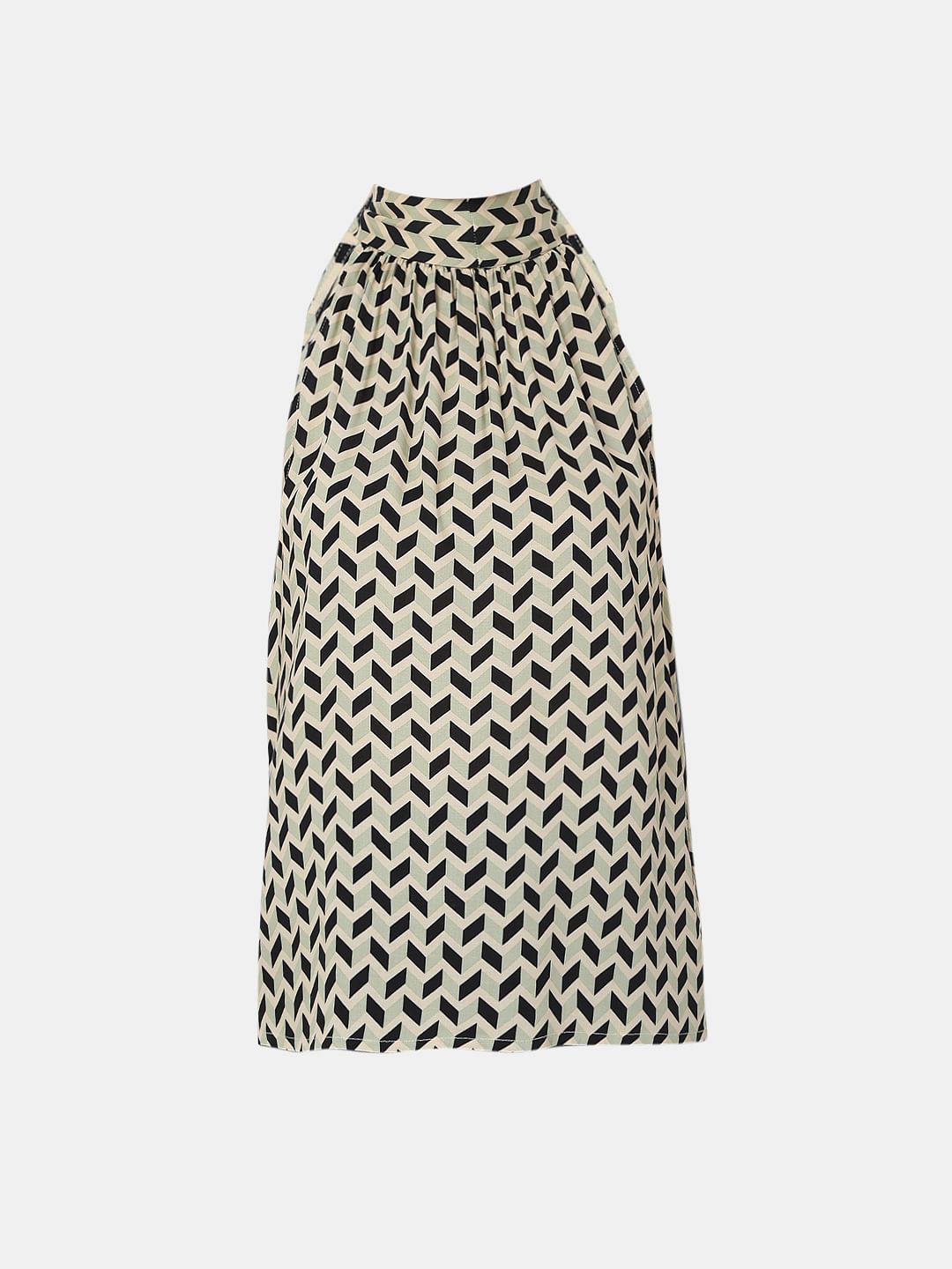 Beige Halter Neck Top