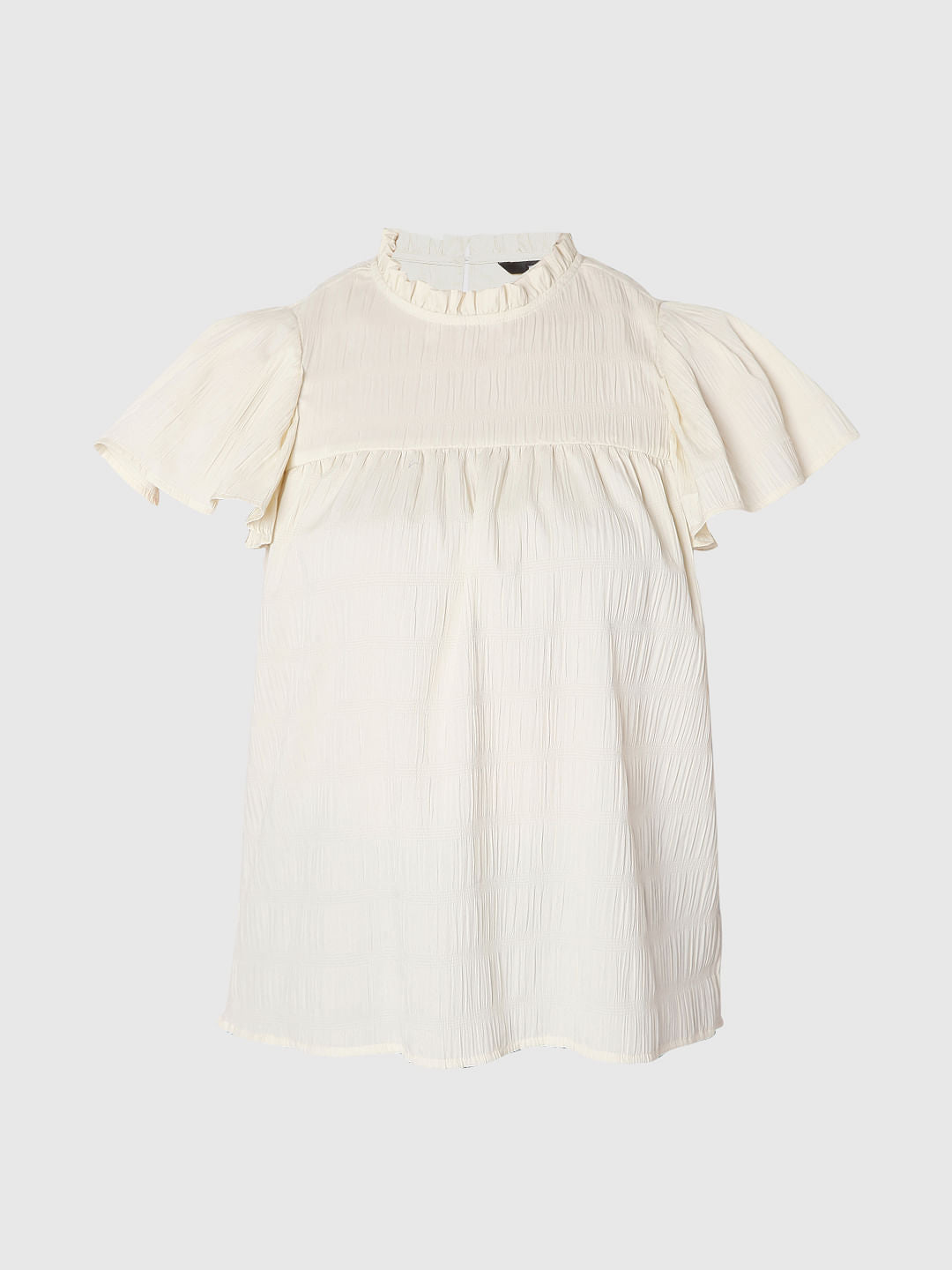 Beige Ruffle Sleeves Top