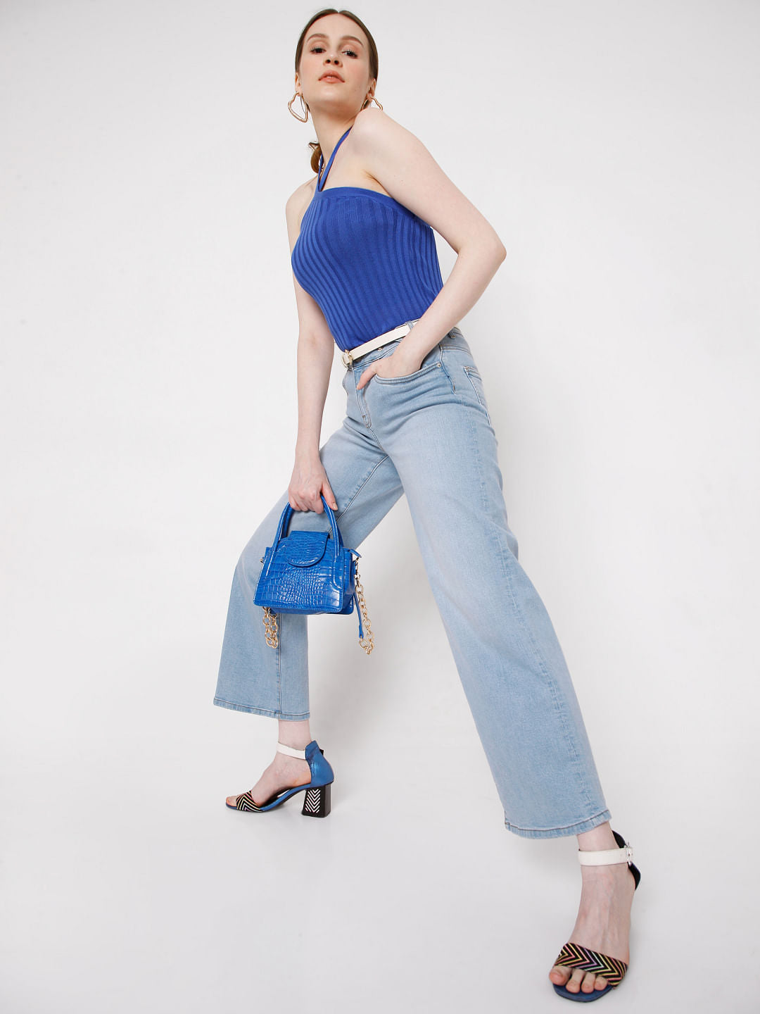 Blue Halter Neck Top