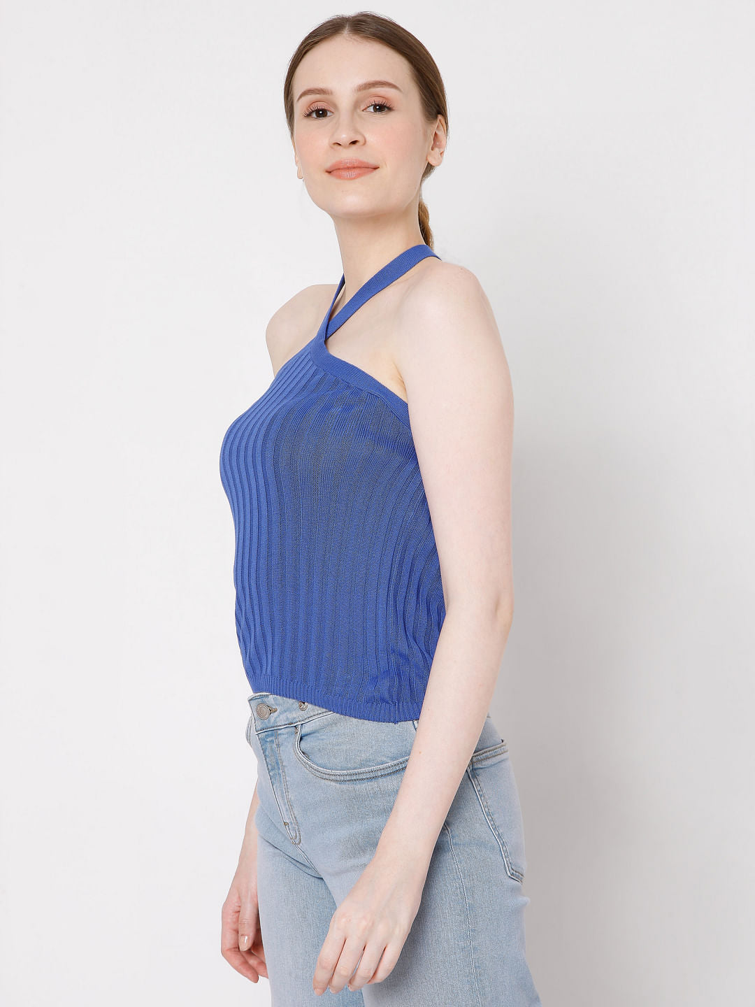 Blue Halter Neck Top