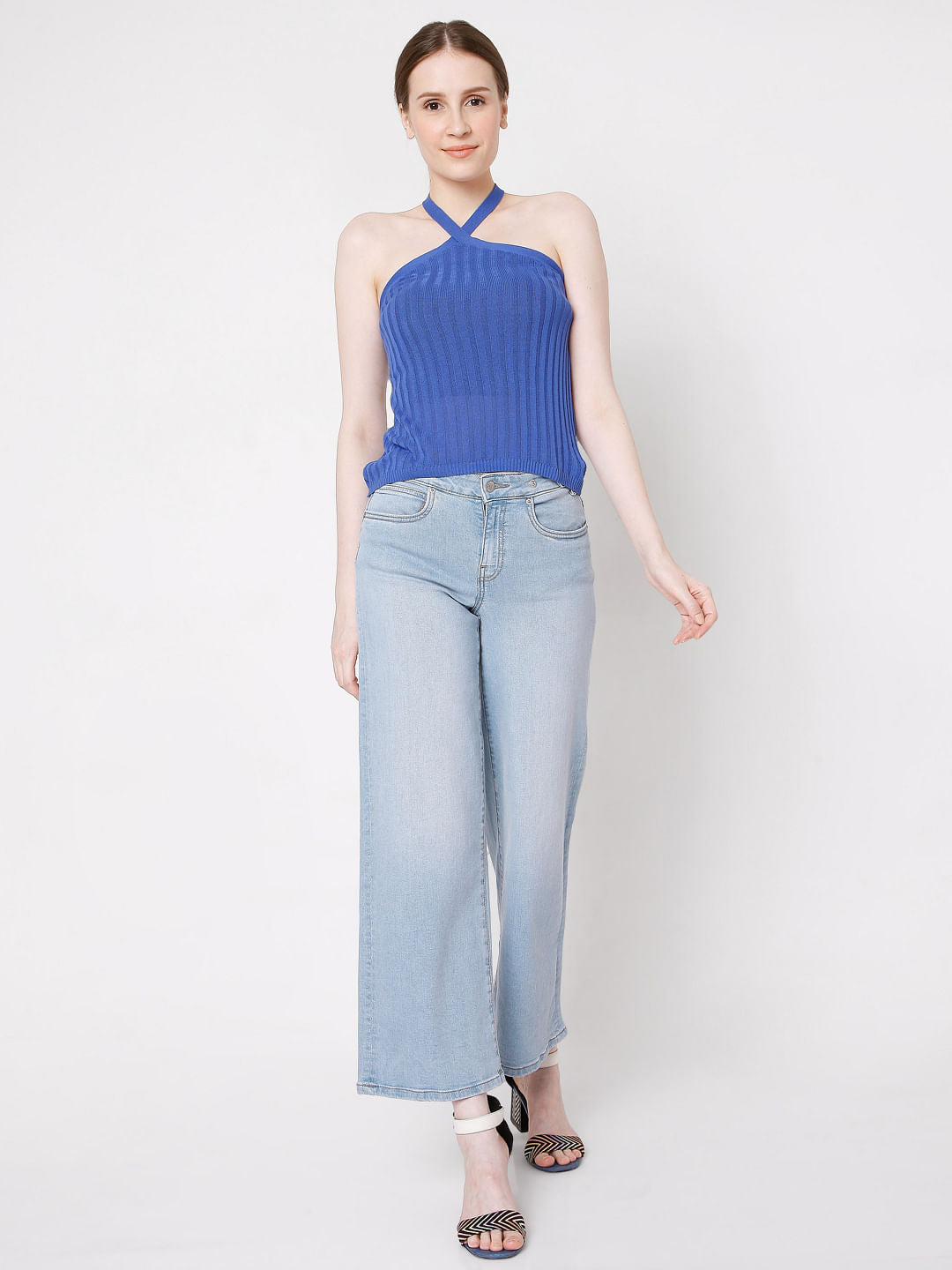 Blue Halter Neck Top