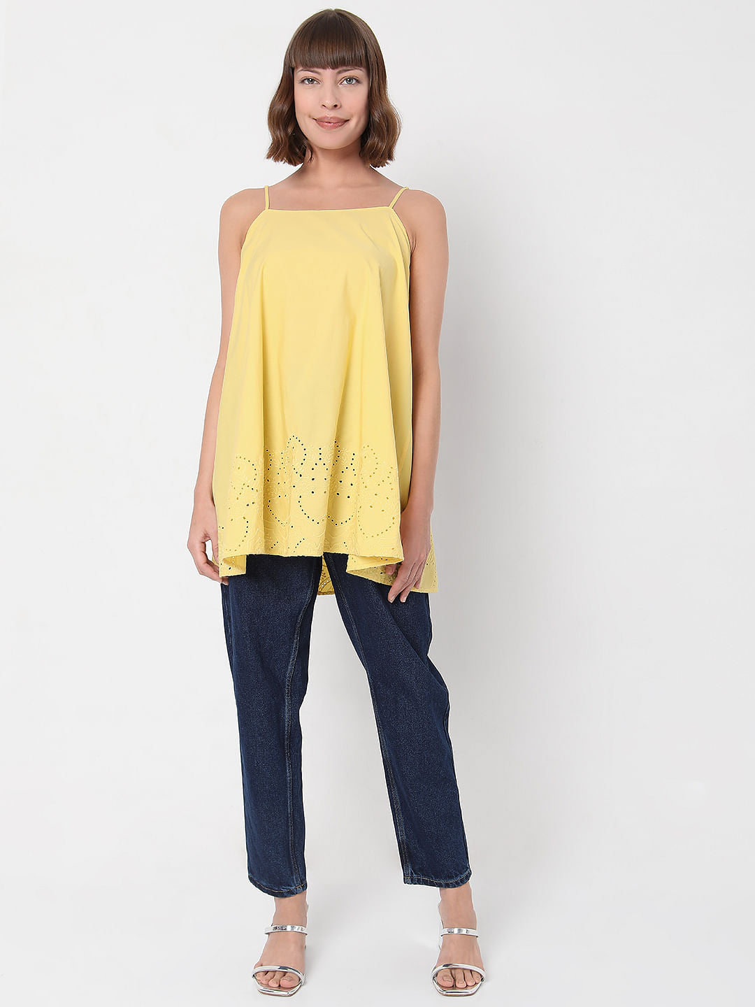 Yellow Schiffli Top