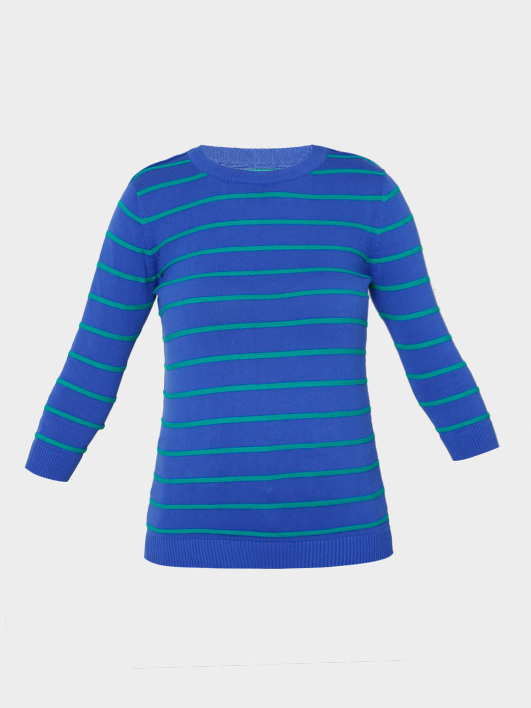 Blue Striped Knit Top
