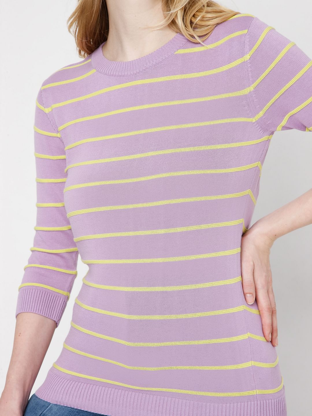 Lilac Purple Striped Pullover