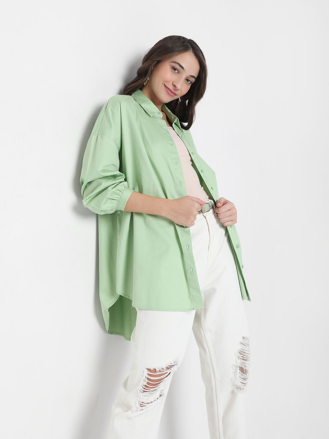 Green High Low Shirt