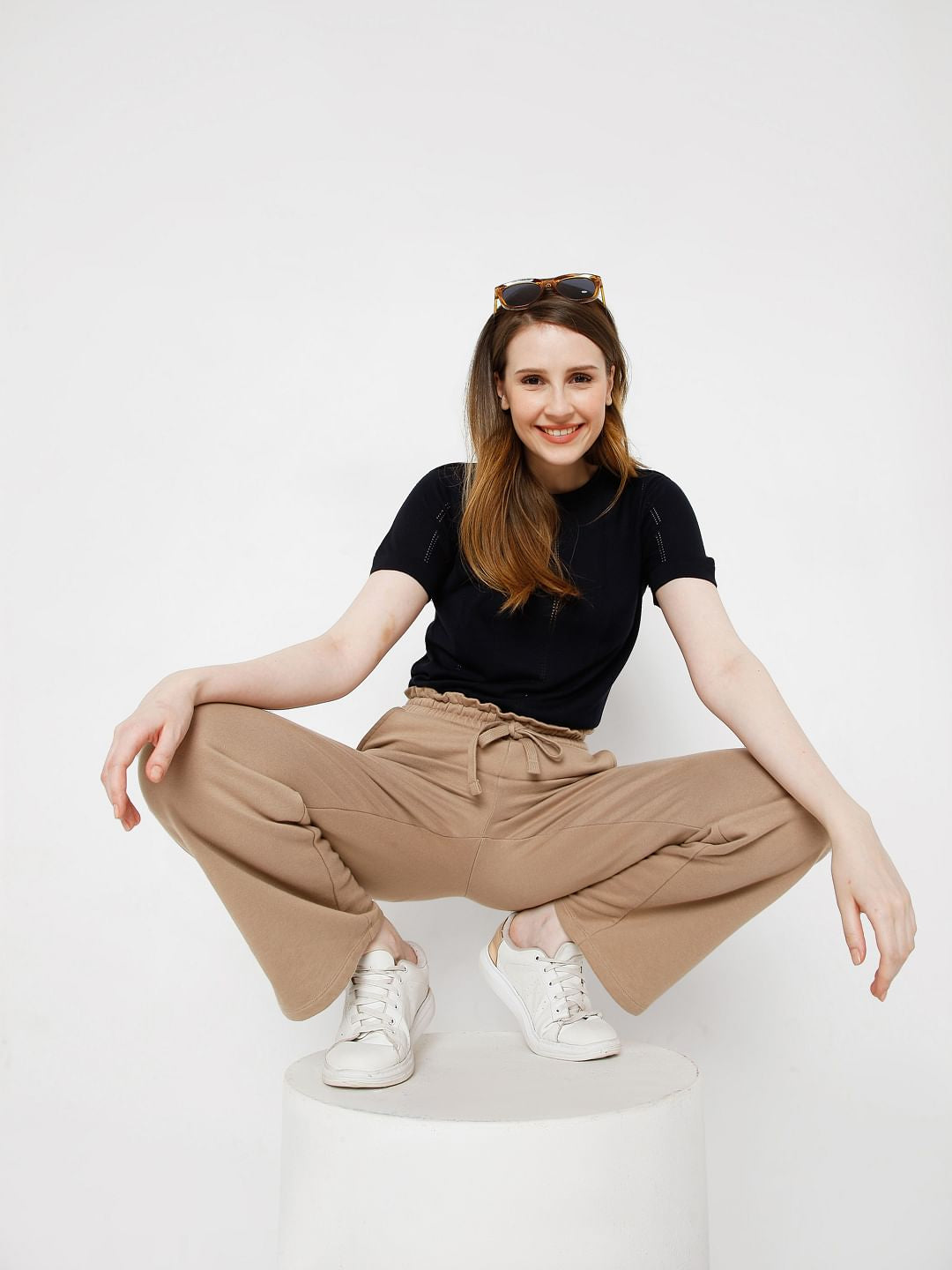 Navy Blue Textured Knit Top