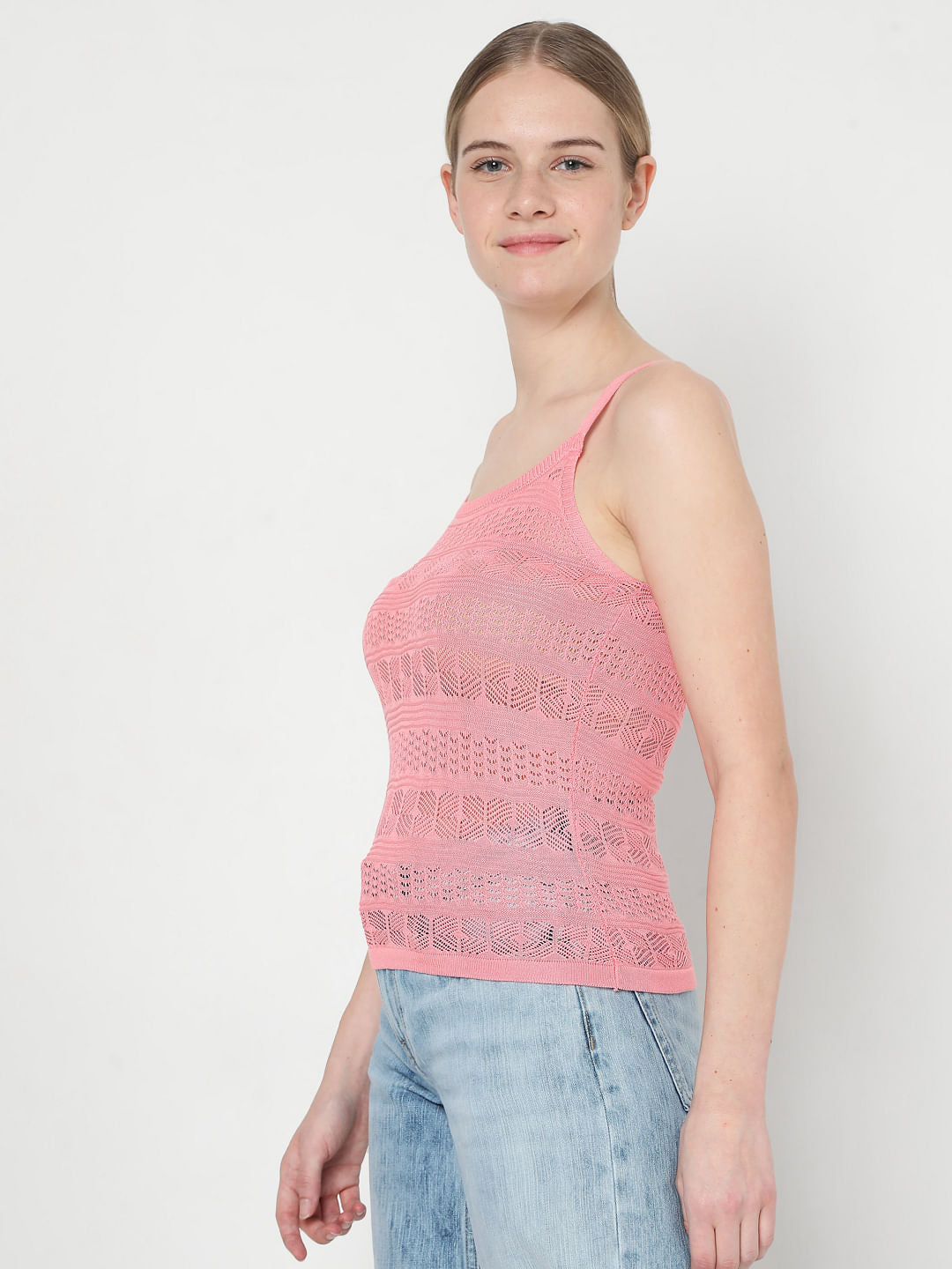 Pink Crochet Knit Top