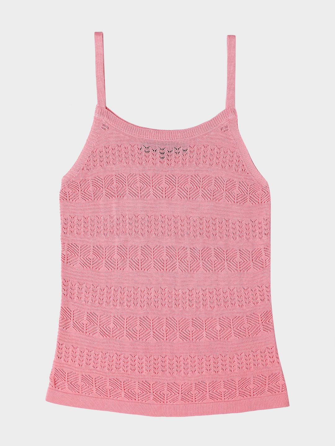 Pink Crochet Knit Top