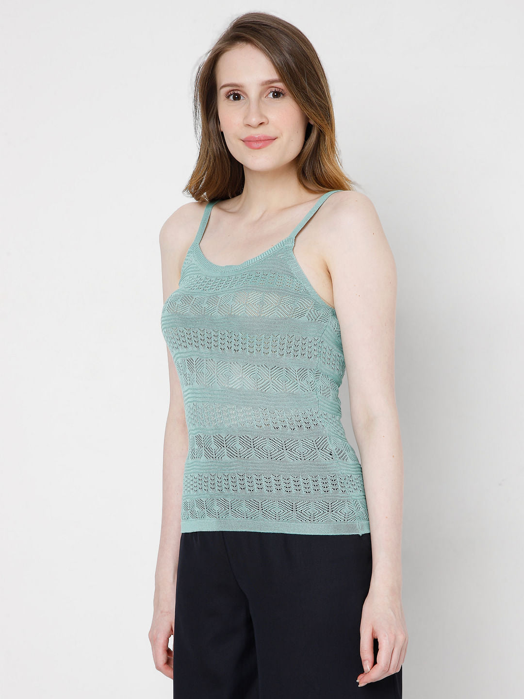 Green Crochet Knit Top