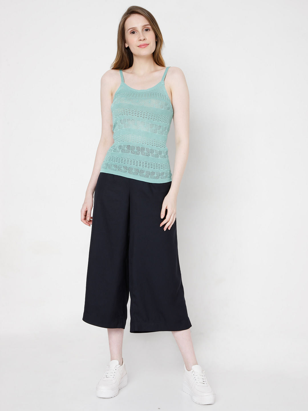 Green Crochet Knit Top