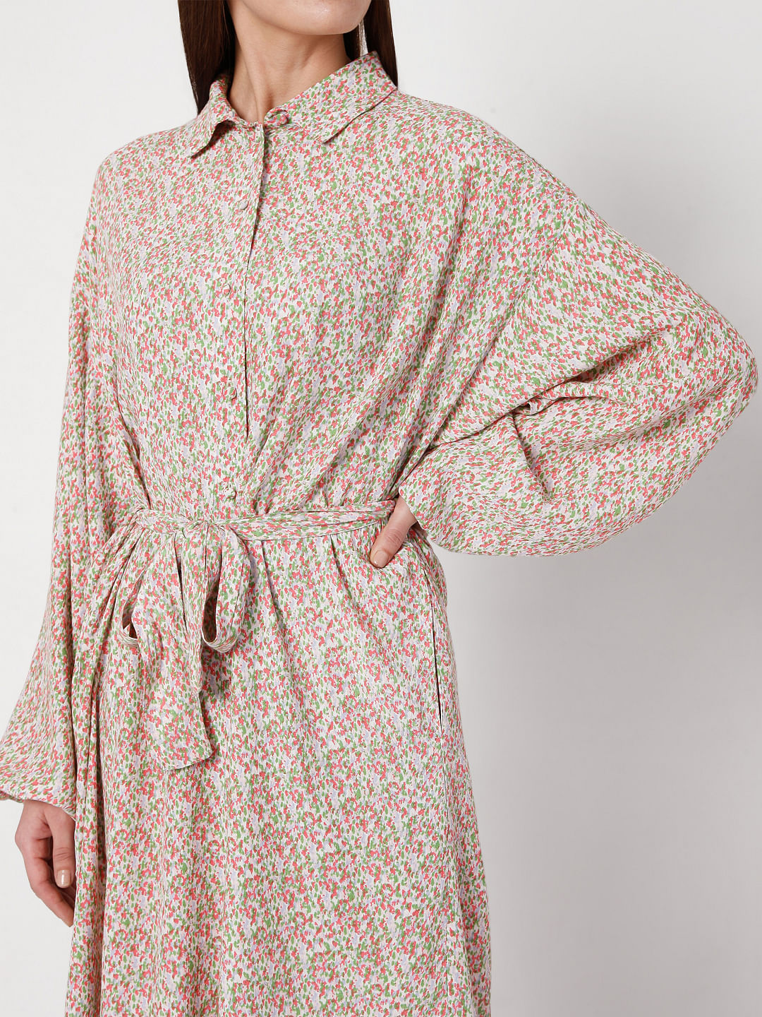 Pink Floral Print Dress