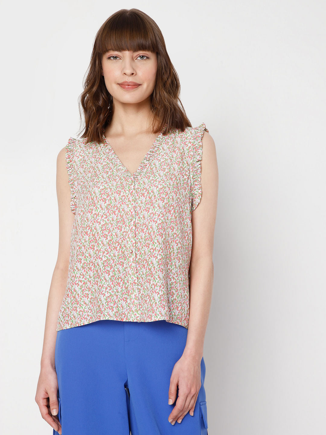 Pink Ditsy Print Top