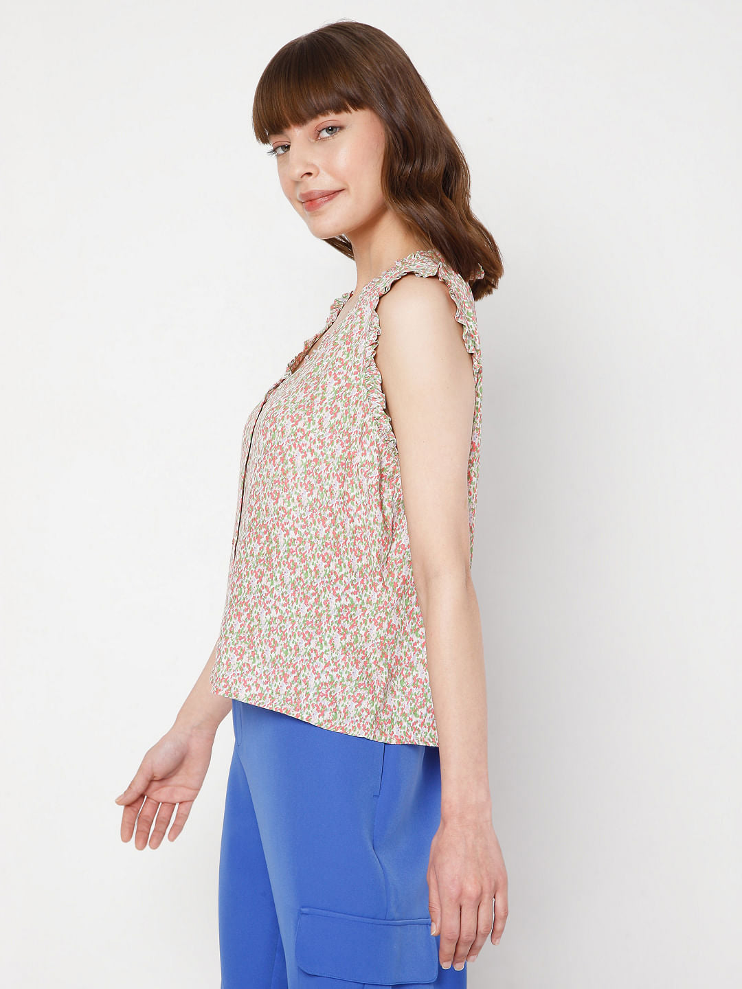 Pink Ditsy Print Top