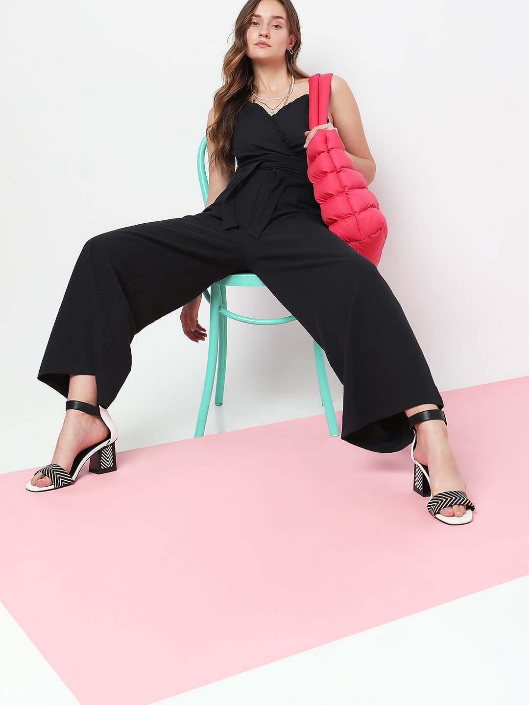 Black High Rise Wide Leg Pants