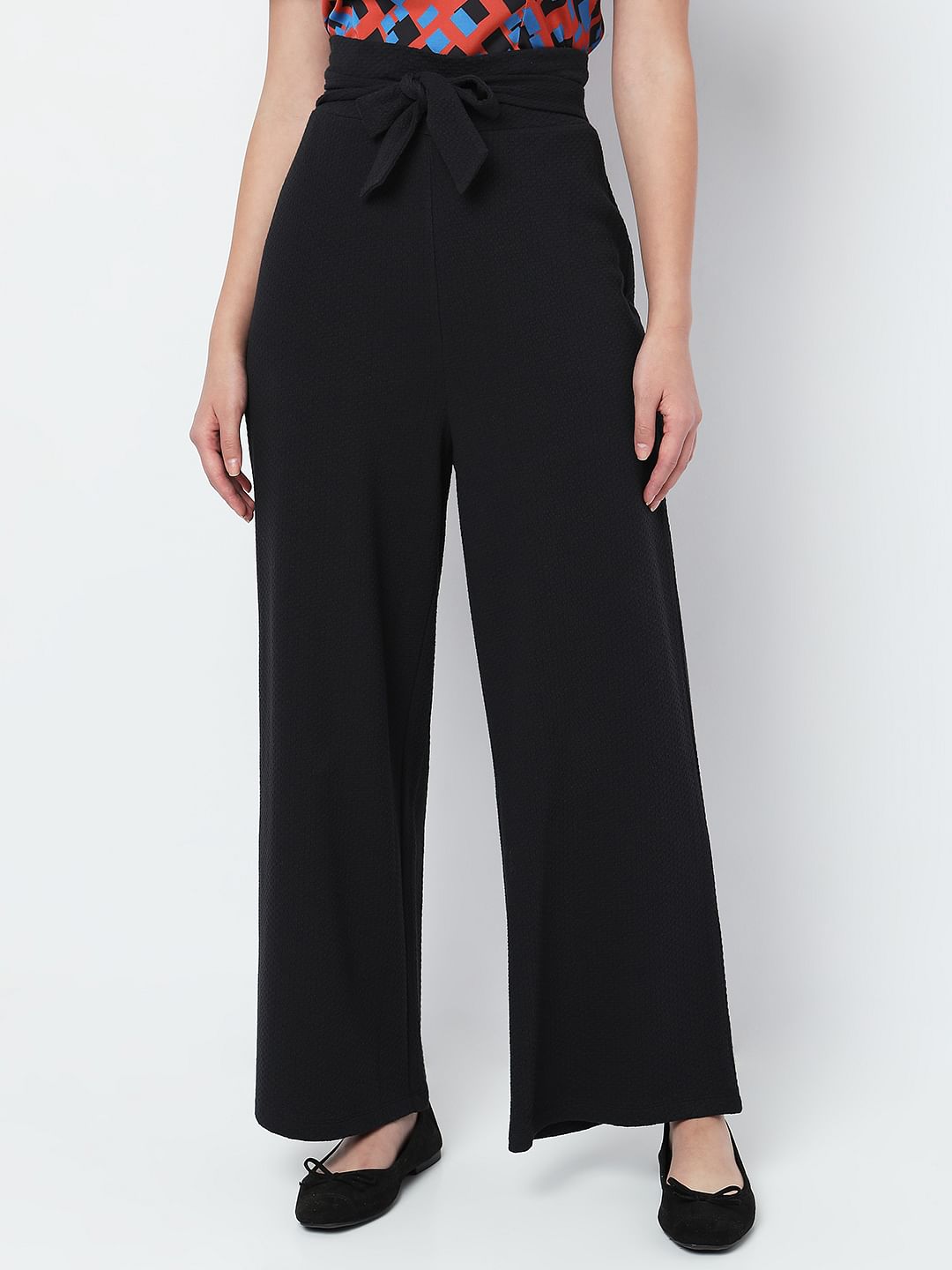Black High Rise Wide Leg Pants