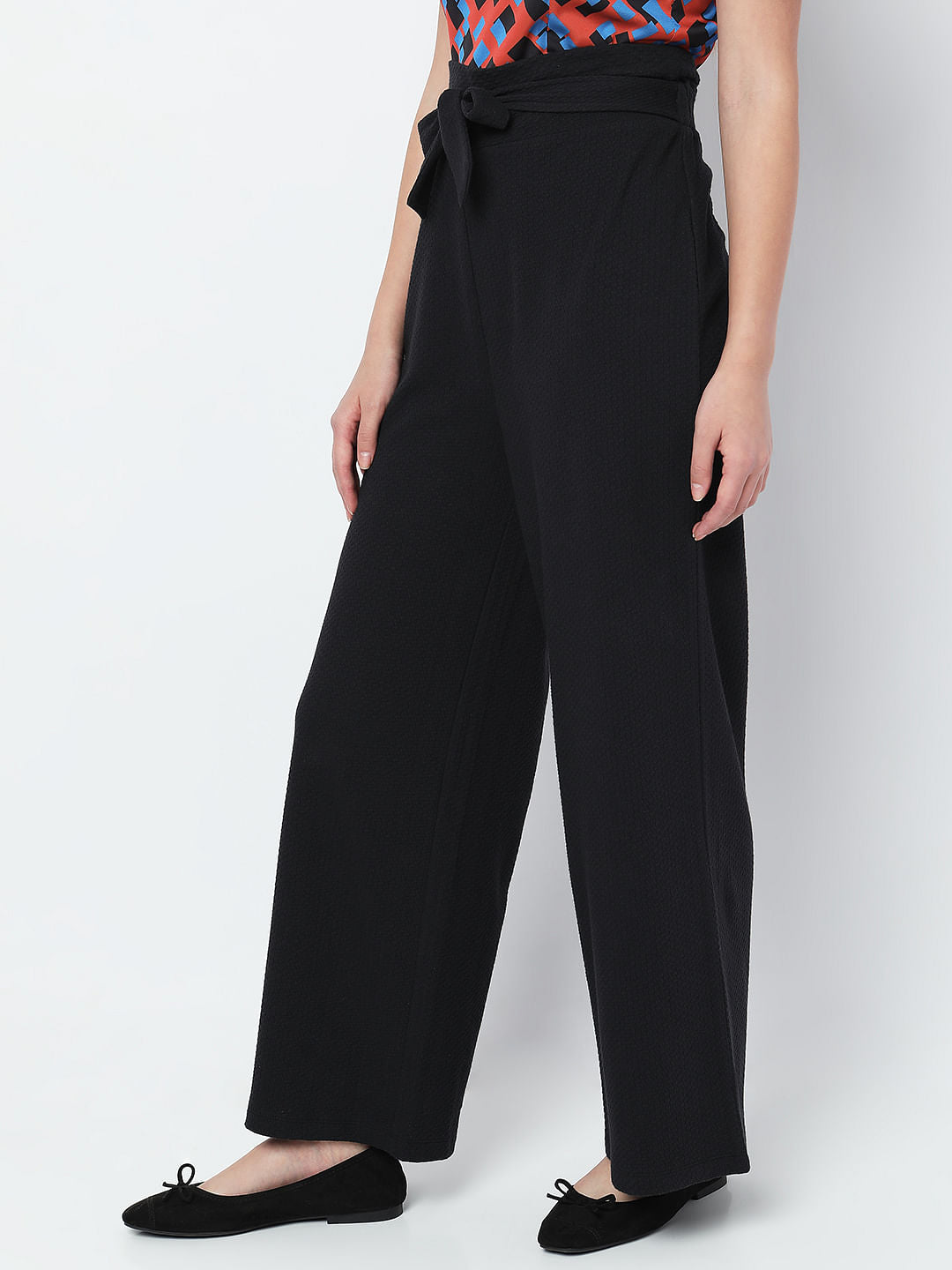 Black High Rise Wide Leg Pants