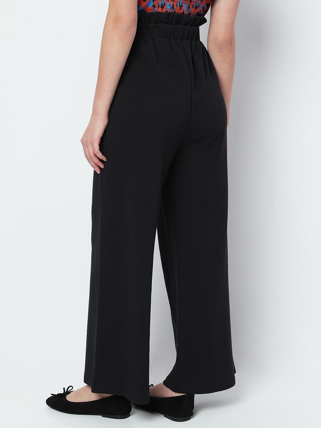 Black High Rise Wide Leg Pants