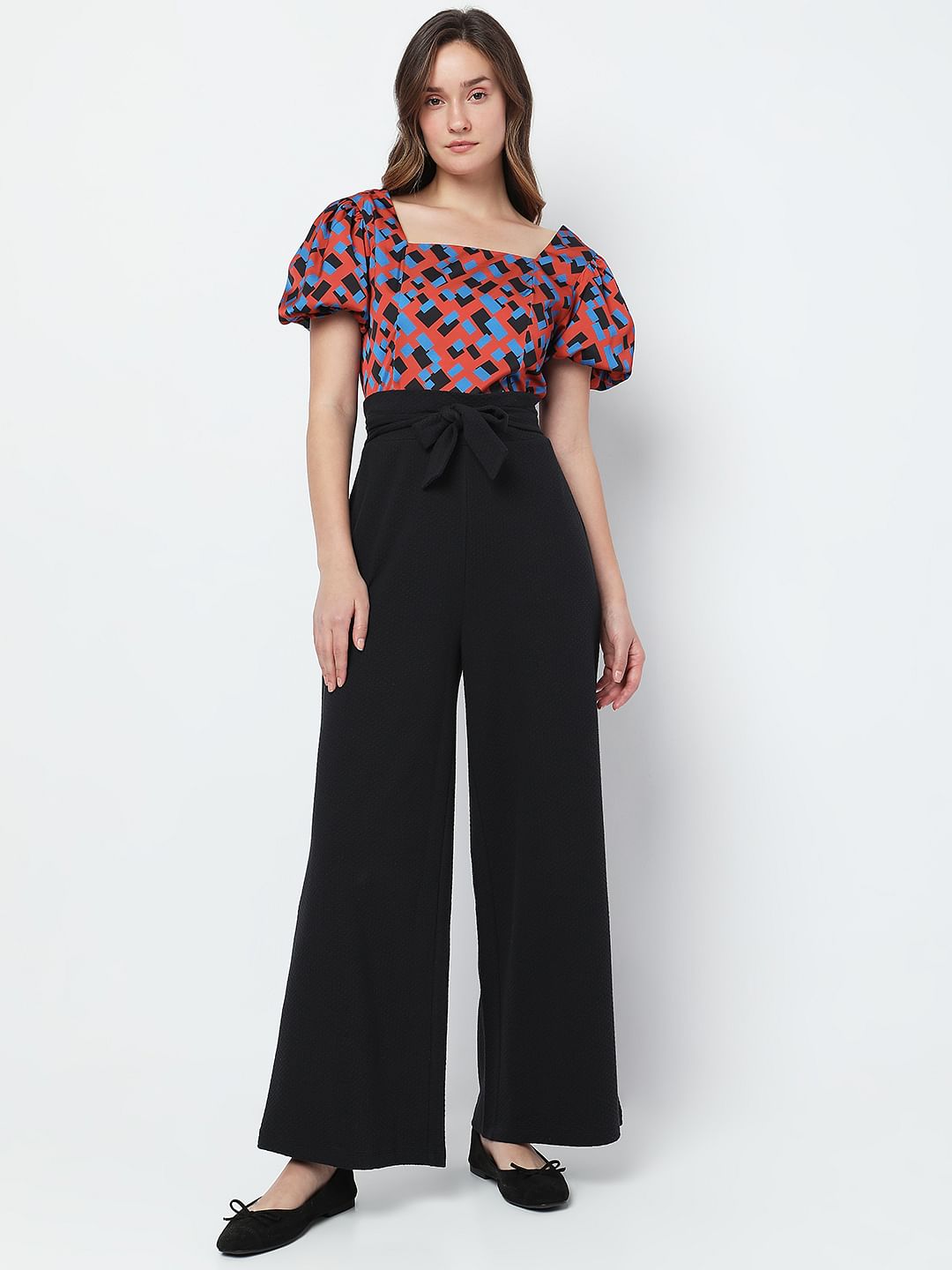Black High Rise Wide Leg Pants