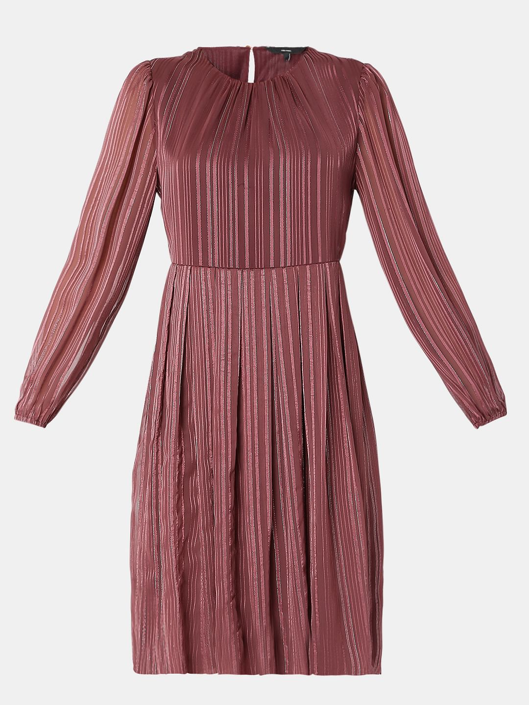Violet Striped Fit & Flare Dress