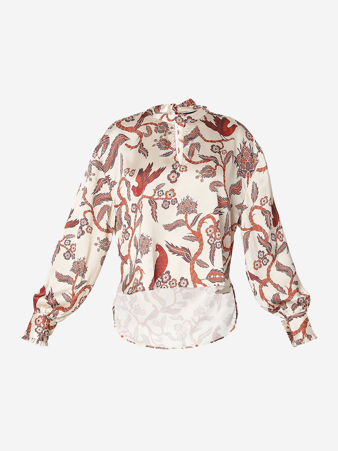 Beige Abstract Print Top