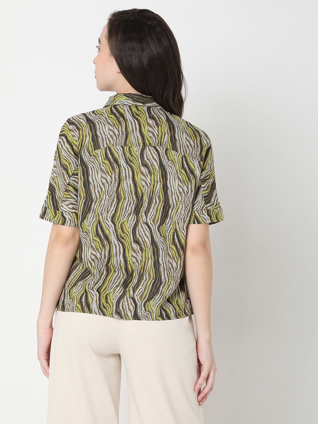 Green Abstract Print Shirt