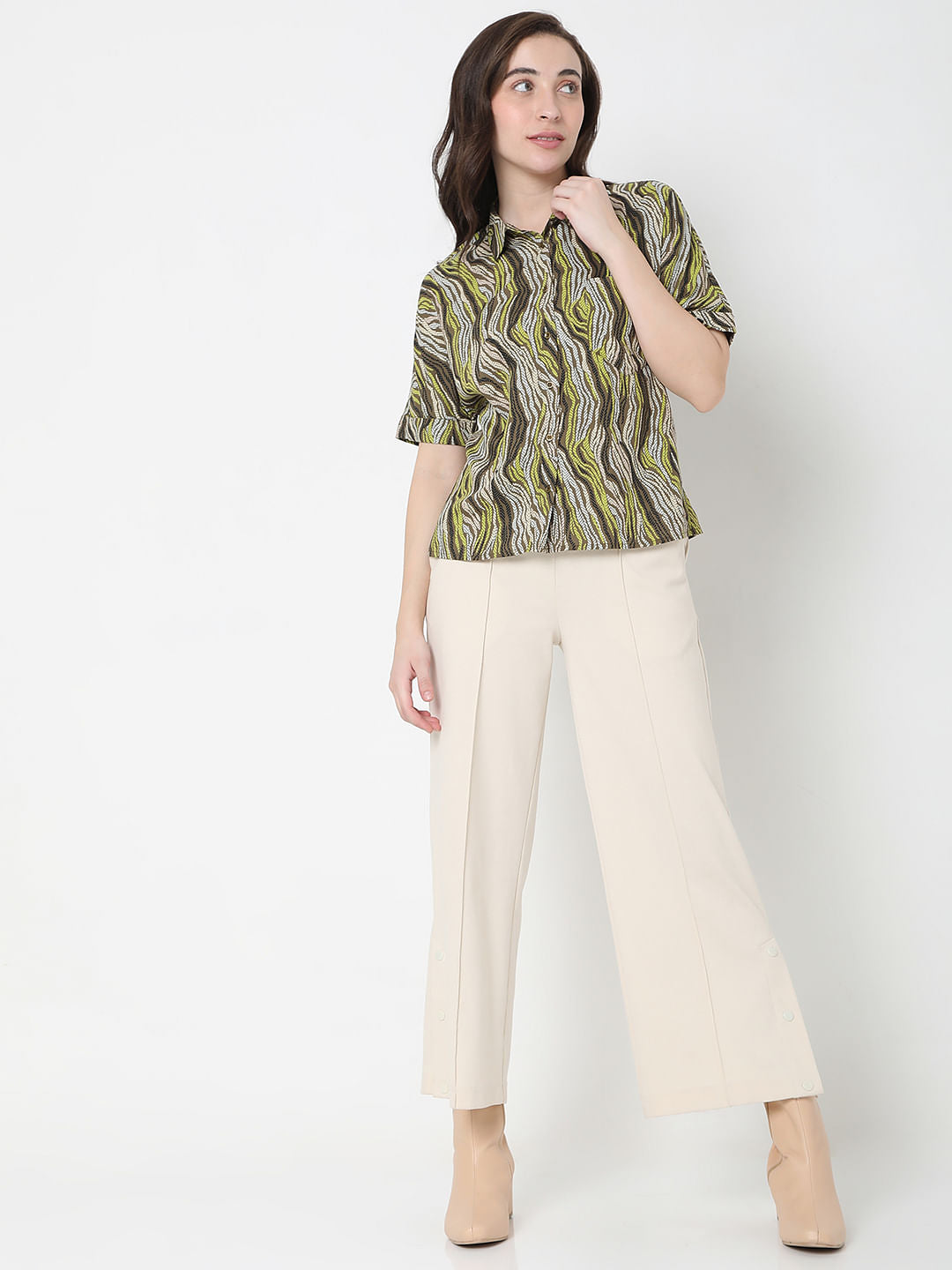 Green Abstract Print Shirt
